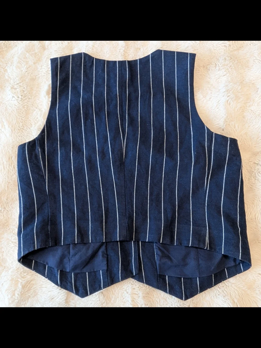 Gap Navy Pinstripe Linen Button Front Vest - Picture 5 of 7